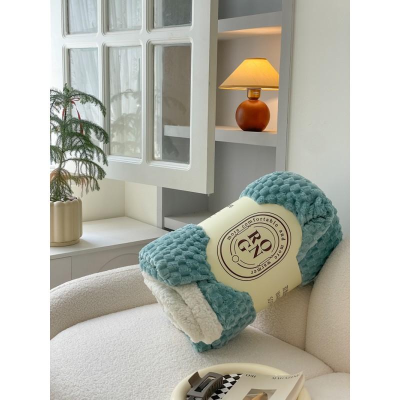 Thick Winter Fleece Blanket With Chenille Texture Solid Color Double-Layer Throw Bed Sofa Ultra Soft Warm Plush