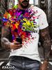 Men's 3D Printed Lion Short-sleeved Crew Neck T-shirt for Summer, Soft and Breathable, Casual and Comfortable, Suitable for Outdoor Sports.