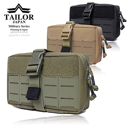 TAILOR JAPAN Medical Pouch, Disaster Preparedness, First Aid, Large Capacity, Outdoor, Fishing, Smartphone, Small Item Storage, Velcro Closure, 1000D