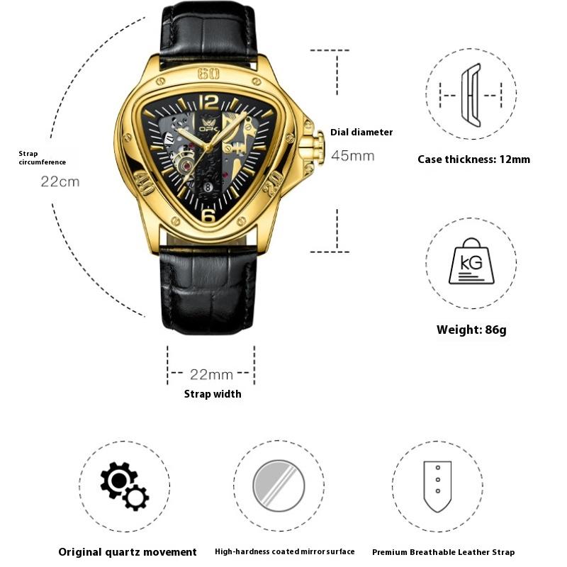 OPK Watch Men's Casual Triangle Large Dial Quartz Watch Men's
