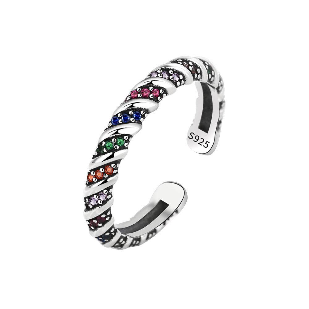 Geometric Silver Ring For Women With Adjustable Open Design And Vintage Style