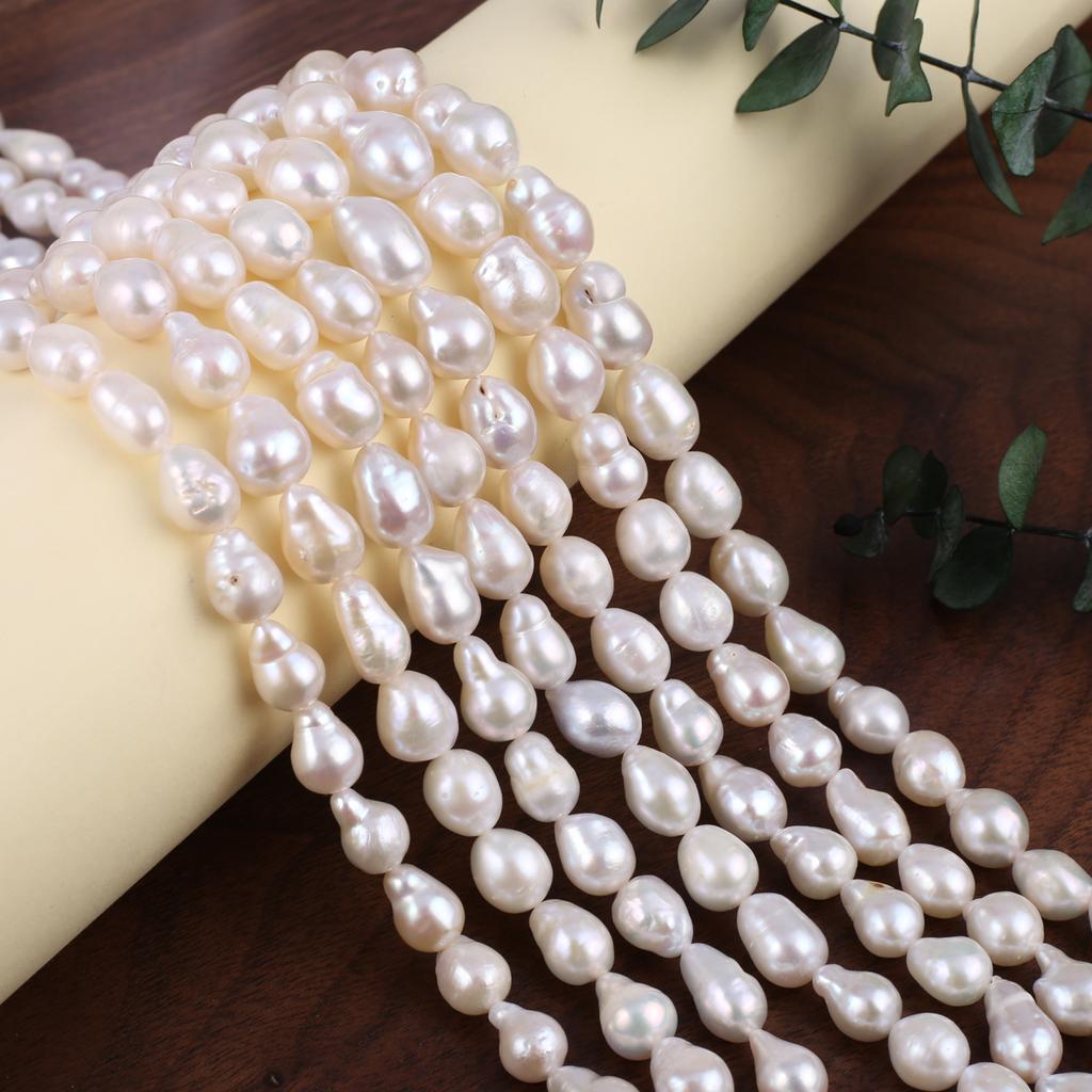 1String, Baroque Waterdrop Pearl 7-8mm, Fashion Women Natural Freshwater Pearl Beads for Jewelry Making DIY Crafts, Luxury Bulk Gifts 36cm