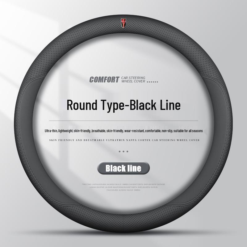 Compatible with Hongqi H5, HS5, E-QM5, HS3, H6, H9: Ultra-Thin Genuine Leather Steering Wheel Cover, Anti-Slip, All-Season.