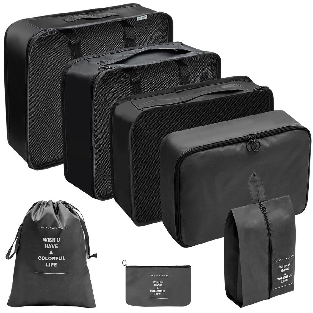 7Pcs/Set Large Capacity Travel Organizer Storage Bags Folding Clothes Shoe Tidy Pouch  Wardrobe