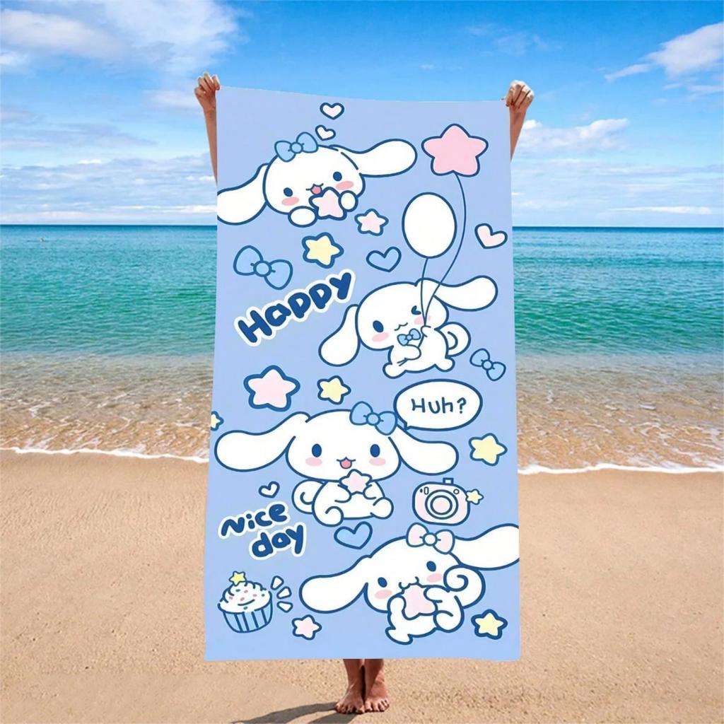 1pc Sanrio Cinnamoroll Cartoon Pattern Microfiber Beach Towel, Quick-Dry, Ultra-Absorbent, Digital Print