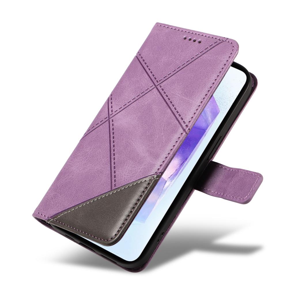 For Samsung Galaxy A55 5G Case Geometric Line Leather Phone Cover Card Slots Wallet
