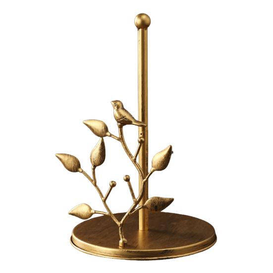 Yangyizhi Paper Towel Holder Countertop, Bird Ginkgo Rose Roll with Stable Base, Vintage Metal Toilet Stand for Kitchen, Living Room, Restaurant