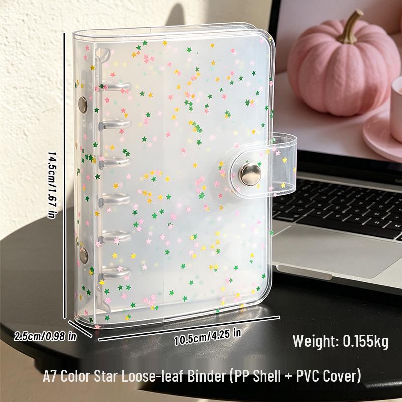 Couverture transparente A7 en PVC à 6 trous pour carnet à feuilles mobiles