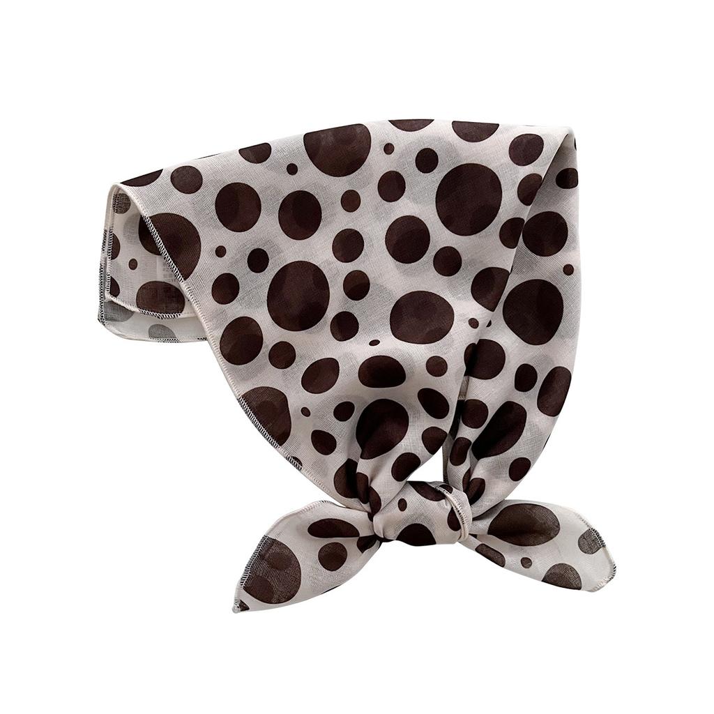 New polka dot cotton and linen small square scarf headscarf spring and autumn women's versatile neck small scarf summer thin scarf
