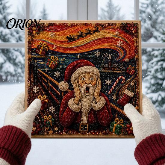 Christmas Faux Pearl Painting Kit Xmas Art Kit, Santa Claus Reindeer DIY Holiday Projects for Families Sparkling 3D Festive Wall Craft Adults, Winter