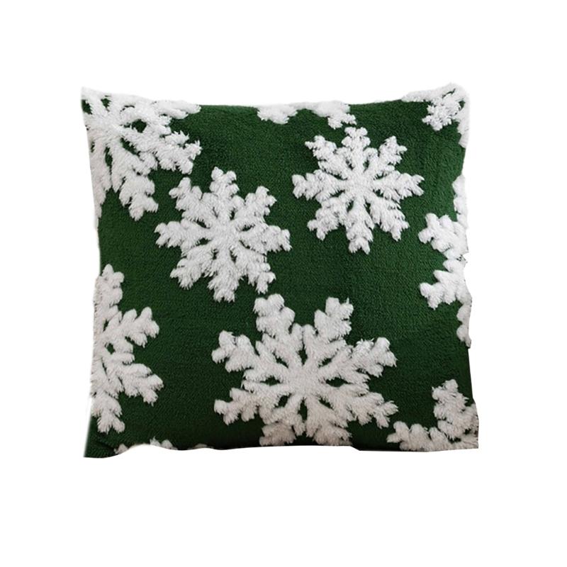 Soft Velvet Christmas Pillow Cover with Plushie Snowflake Pillowcase for Gifting and Comfortable Home Setting