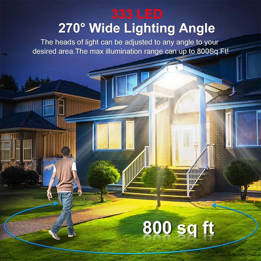333LED Solar Light 333led IP44 Waterproof Outdoor Indoor Solar Garden Lamp With Adjustable Head Wide Lighting Angle With 3 Mode