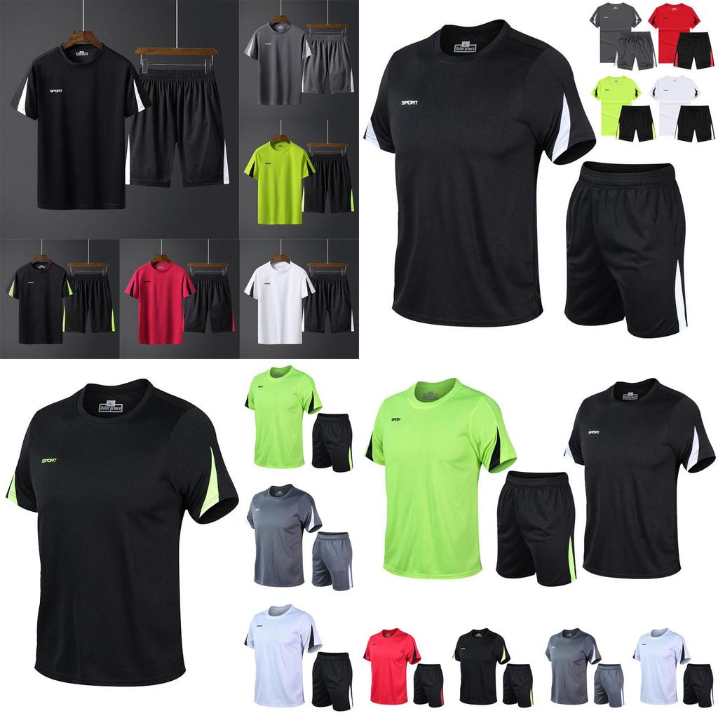 Breathable Men Quick Dry Tshirt And Shorts Set For Gym And Running Sportswear