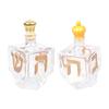 Artistic Glass Whiskeys Decanter with Gold Hebrew Letter Liquor Bottle with Hanukkah Themed Accent Centerpiece