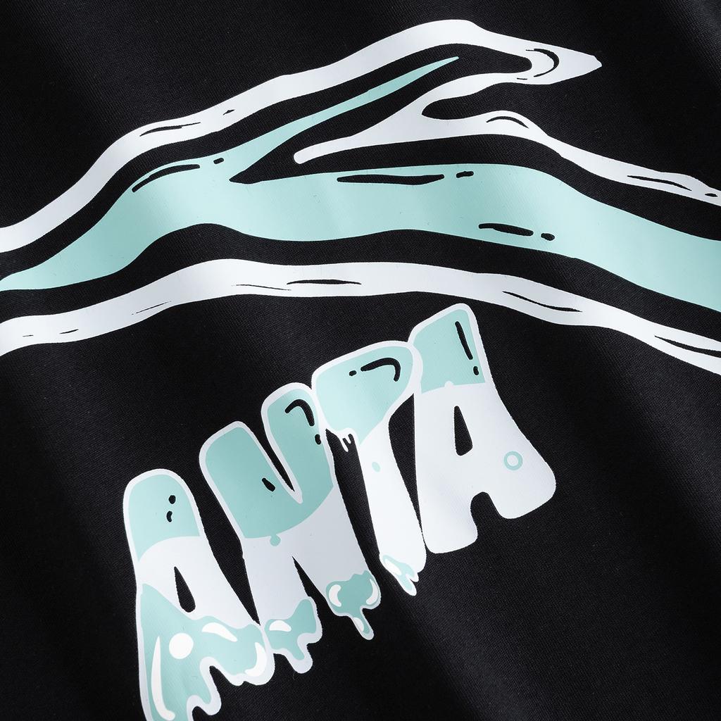 Anta Casual Loose Short Sleeve Knit T-Shirt Unisex tops Basic-Black 972628117-4