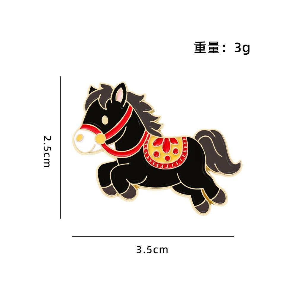 Year of the Horse Brooch New Year's Gift Metal Badge Money Soon Holiday Blessings Zodiac Horse Pin Accessories