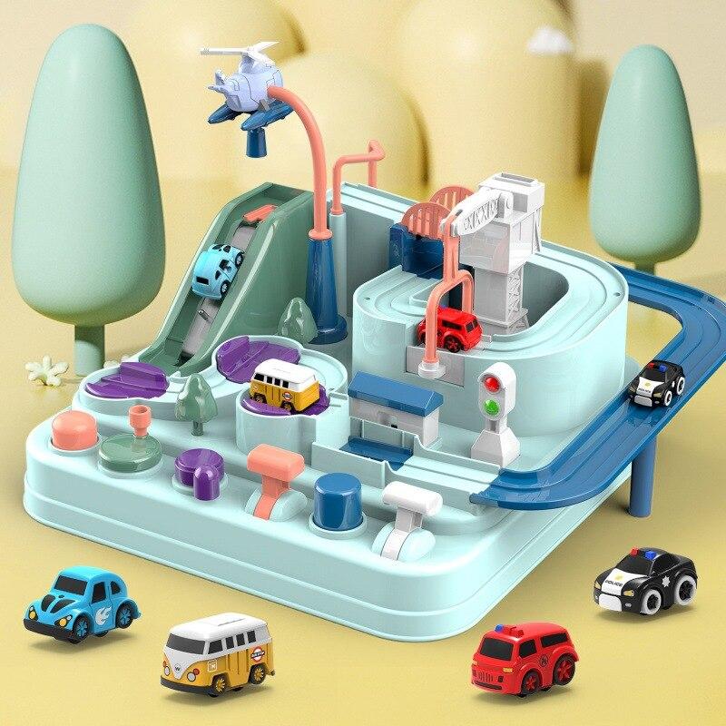 Racing Rail Car Model Racing Educational Toys Children Track Car Adventure Game Brain Game Mechanical Interactive Train Toy