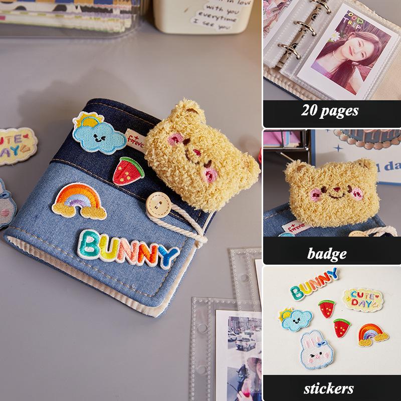 Fotoalbum im amerikanischen Stil mit Stickerei aus Denim, Mini-Fotoalbum M5, 3 Zoll, Kpop-Fotokarten-Sammelalbum, Kartenordner, Neu 2025