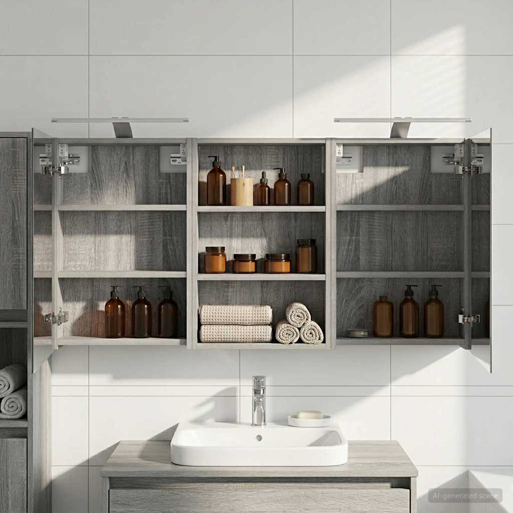 Bathroom Cabinet Set 3 Pcs 120 X 10.5 X 60.5 Cm Particleboard