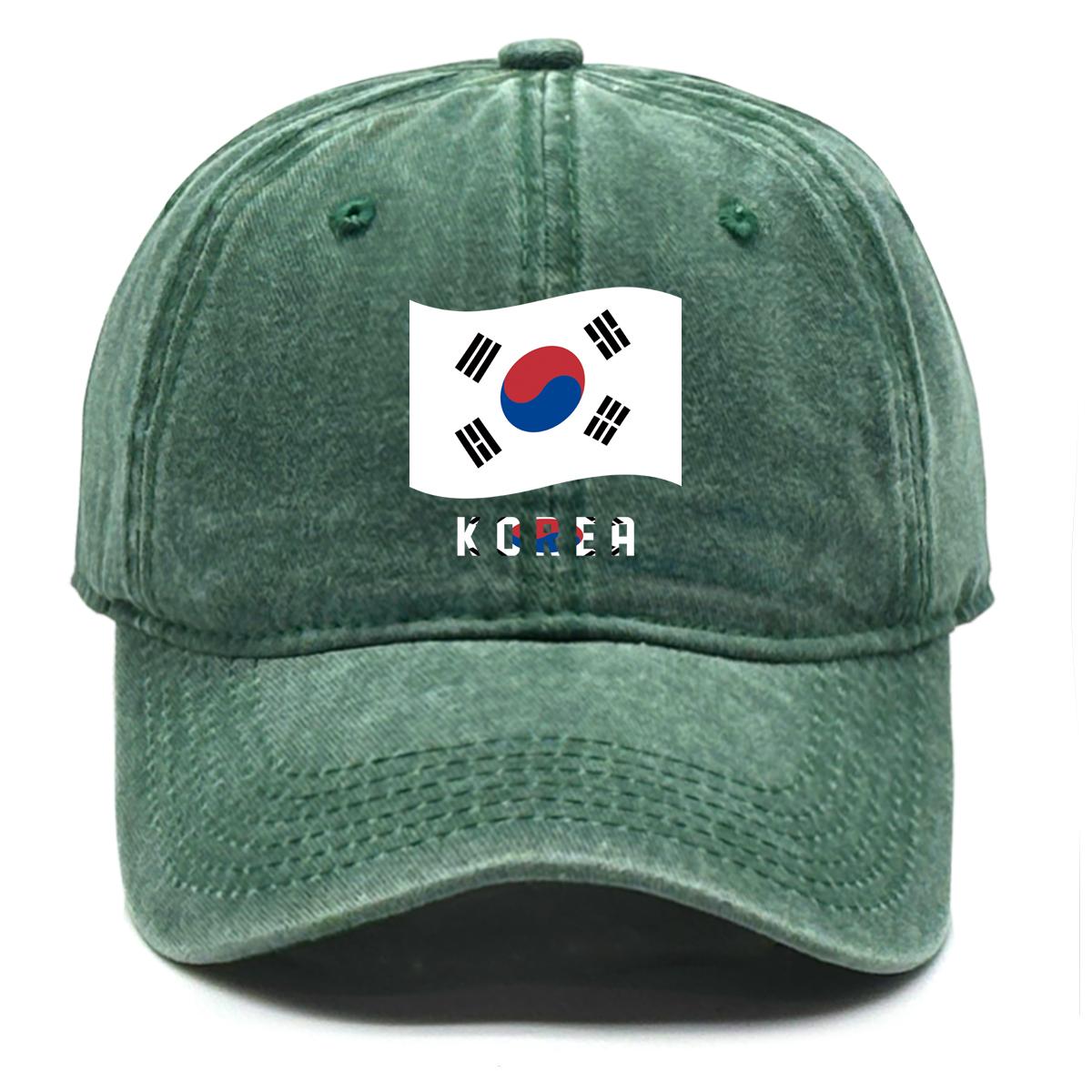 

South Korea Flag Waves Print Snapback Baseball Cap, Sports Hat Hip Hop Non-Stretch Fabric Adjustable Buckle Sun Visor Adjustable Baseball Hat as the picture зелёный