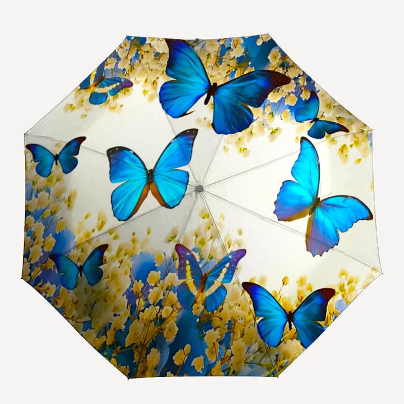 

1pc Butterfly Print Folding Umbrella, Durable, Suitable for Outdoor Activities or Rain, Suitable for Commuting yy251027141
