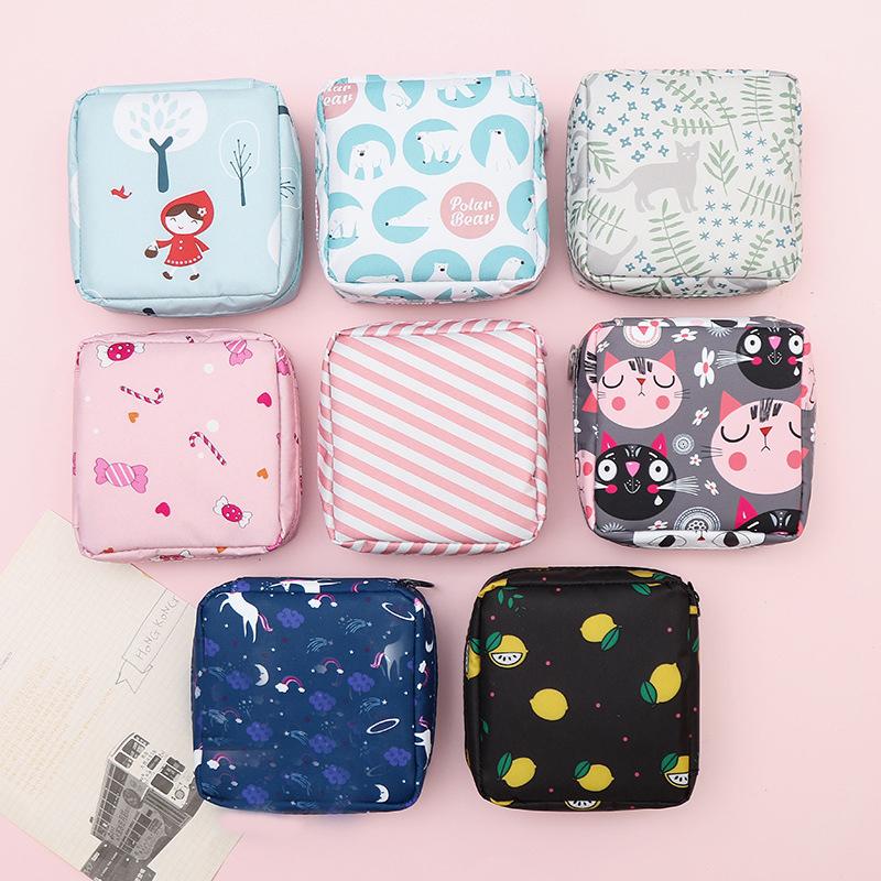 Women Travel Small Cosmetic Bag Girl Lipstick Make Up Bag Beautician Sanitary Pad Bag Case for Daily Necessities Storage Bags