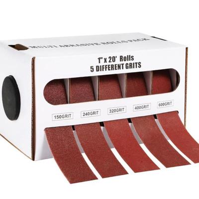 New Cloth Rolls, 80/150/240/320/400/600 Grit Sandpaper Rolls Metal Emery Cloth With Dispenser, Alumina Sandpaper