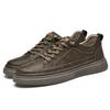 2024 New Shoes for Men Genuine Leather Casual Shoes Fashion Concise Striped Flat Skateboard Shoes Cow Leather Sneaker