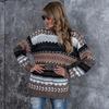Damen Herbst und Winter Strickpullover mit Rautenmuster Lässiger, lockerer Pullover