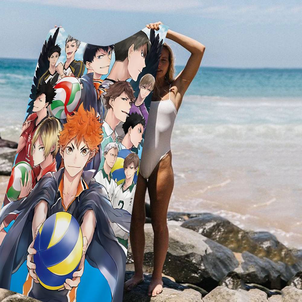 Volleyball H-Haikyuus Anime Beach Towel Colorful Bath Towels for Girl Microfiber Quick Dry Custom Sand Free Beach Yoga Spa Gym Pool