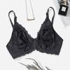 Woman Plus Size Bra Black White Floral Lace Underwear with Wire Ultra Thin Breathable Lingerie 38D 40D 42D 44D 40C 42C 44C Full Cup