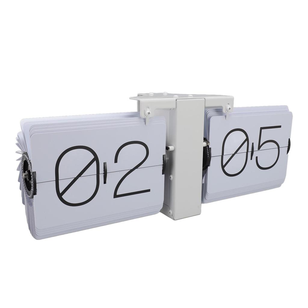 Big Flip Clock Smooth Surface Easy To Read Knob Adjustment Automatic Flip Clock for Bedroom Living Room 24Hour White PT