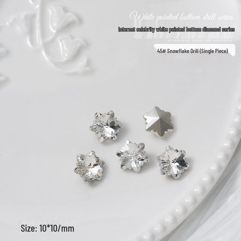 Nail Art Decorations: Transparent Pointed Rhinestones - Heart, Water Drop, Square, Butterfly Shapes