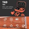 T40 Ear Hook Wireless Earphone IPX6 Waterproof Hands-free Touch Control Bending Sports Earbuds - Bla