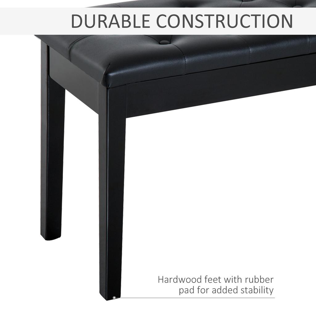 Pu Leather Upholstered Piano Stool Makeup Stool Bench Dressing Table Seat With Storage 76x36x50cm Black