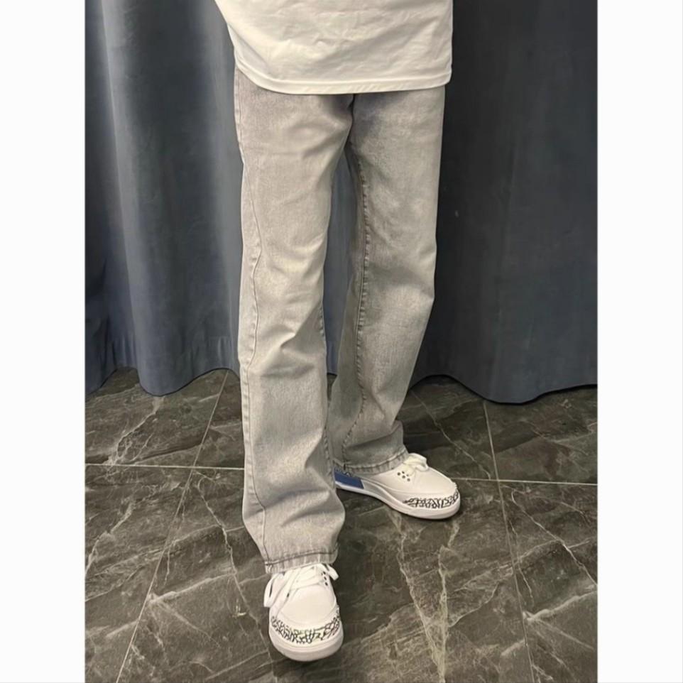 Hong Kong Trend Herren Sommer Neue Gerade Bein Personalisierte Buchstaben Jeans Hip-Hop Ins Trendy High Street Trendy Hooligan Hübsche Hose