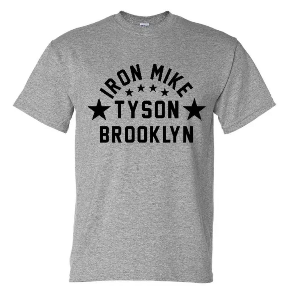 

Футболка для тренировок в боксерском зале Iron Mike Tyson Brooklyn. Летняя хлопковая футболка с коротким рукавом и круглым вырезом для мужчин, новая S серый