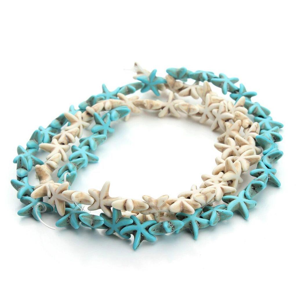 Synthetic Turquoise 14mm Starfish Spacer Beads for DIY Jewelry.