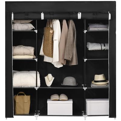 Portable Wardrobe Foldable Fabric Wardrobe 150 X 43 X 162.5 Cm Clothes Storage Organiser With Hanging Rail Shelves