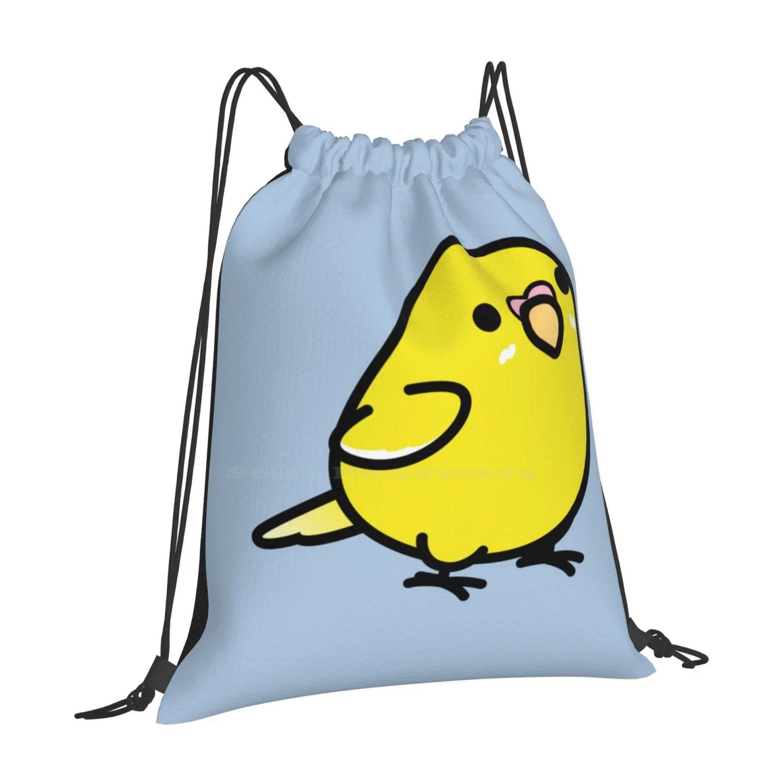 Chubby Yellow Lutino Budgie Parakeet Backpack For Student School Laptop Travel Bag Yellow Budgie Lutino Parakeet Parrot Birds OneSize