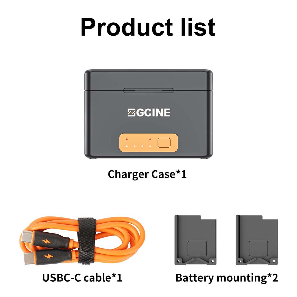 ZGCINE PS-G10 mini Portable Sports Camera Battery Fast Charging Case 5200mAh Wireless Dual Battery