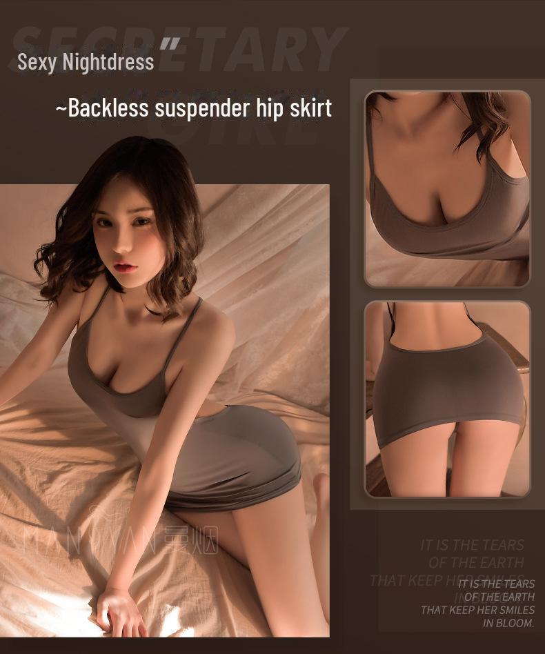 Manyan Women's Sexy Backless Cross Strap Nightdress - One-Piece Lingerie for Clubwear