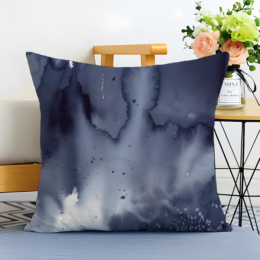 G-Gradient Ink Wash Cushion Cover Washable Linen Pillowcase Soft For Sofa Bed Cozy Home Room Decor