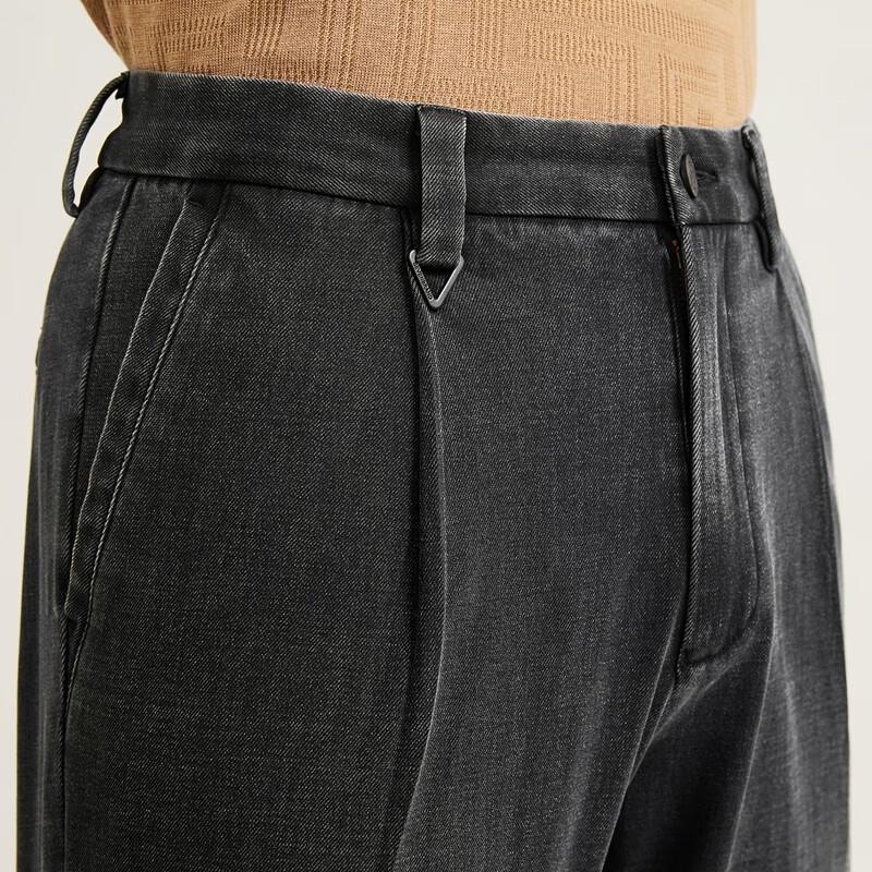 Qipai Men's Relaxed Fit Straight-Leg Ankle Jeans