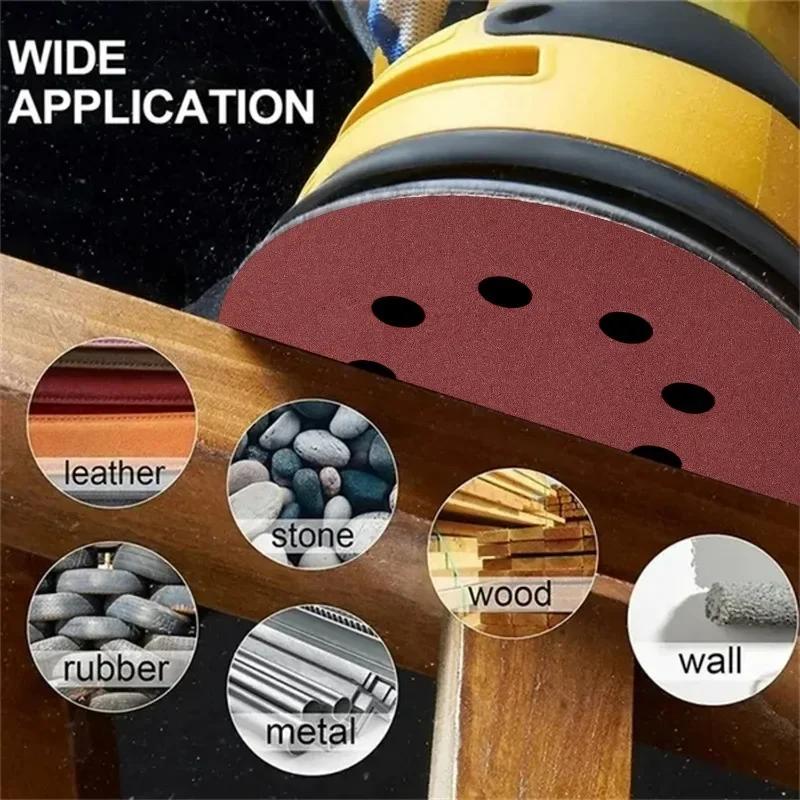 100PCS Sanding Discs 8Holes Hook and Loop Adhesive Sandpaper 125mm 80~3000 Grits For Random Orbital Sander Abrasive Sheets Tools