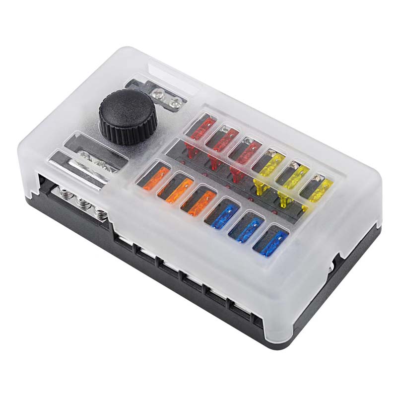 12Ways 6 Ways Car Boat Fuse Box Holder Blade Fuse Holder Block & Warning Indicator 32V 100A Power Distribution Panel Board