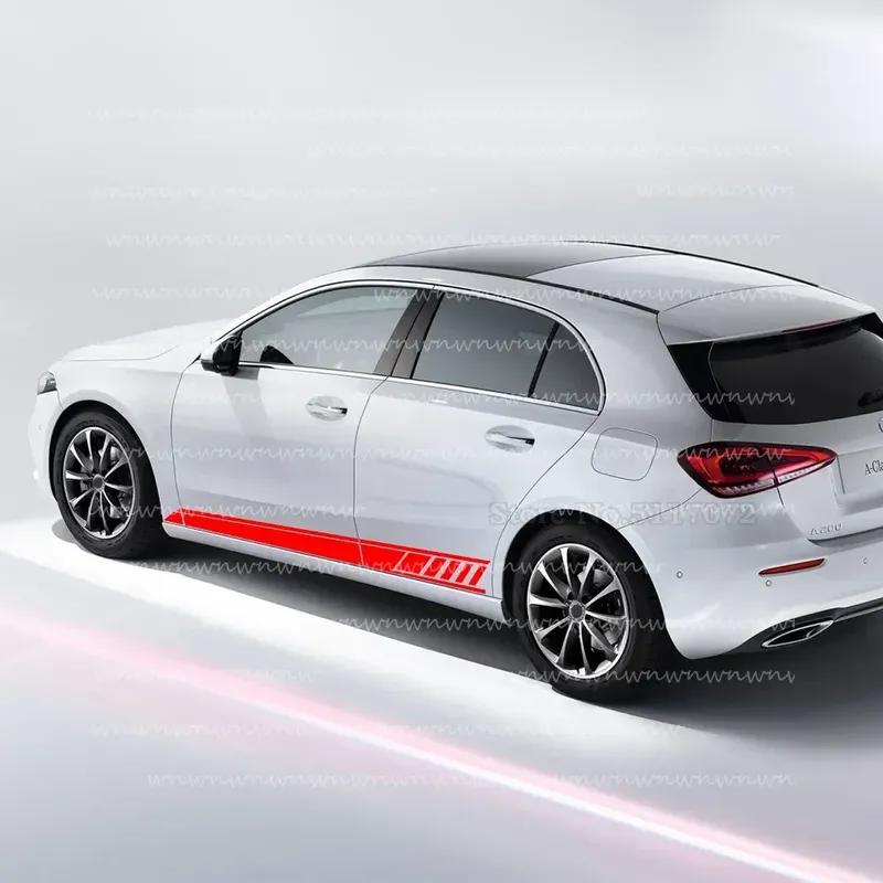 2 Pcs Car Door Side Stripes Skirt Sticker For Mercedes Benz W177 A Class AMG A35 4Matic A45 S 2018-Present A220 A250 Accessories