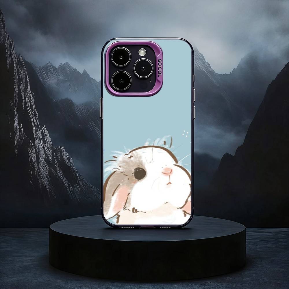 C-Cute R-Rabbit Phone Case For iPhone17,16,15,14,13,12,11 Plus,Pro Max Black Candy silver phone case