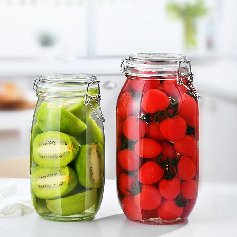 Glasflasche Versiegelter Behälter Für Küche Lebensmittel Eingelegtes Obst Konserven Transparent Große Öffnung Marmeladenglas Aufbewahrungsglas Haushalt