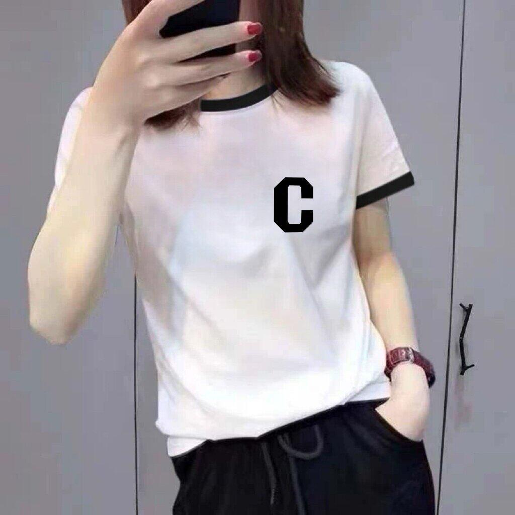 New 2026 Cartoon Rabbit Print Color Block Collar Short Sleeve Women's Slimming Age-Reducing Top